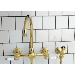 Sale Restoration Wall Mount 8-Inch Centerset Kitchen Faucet with Brass Sprayer Wall Mounted Kitchen Faucets|Faucets With Side Spray