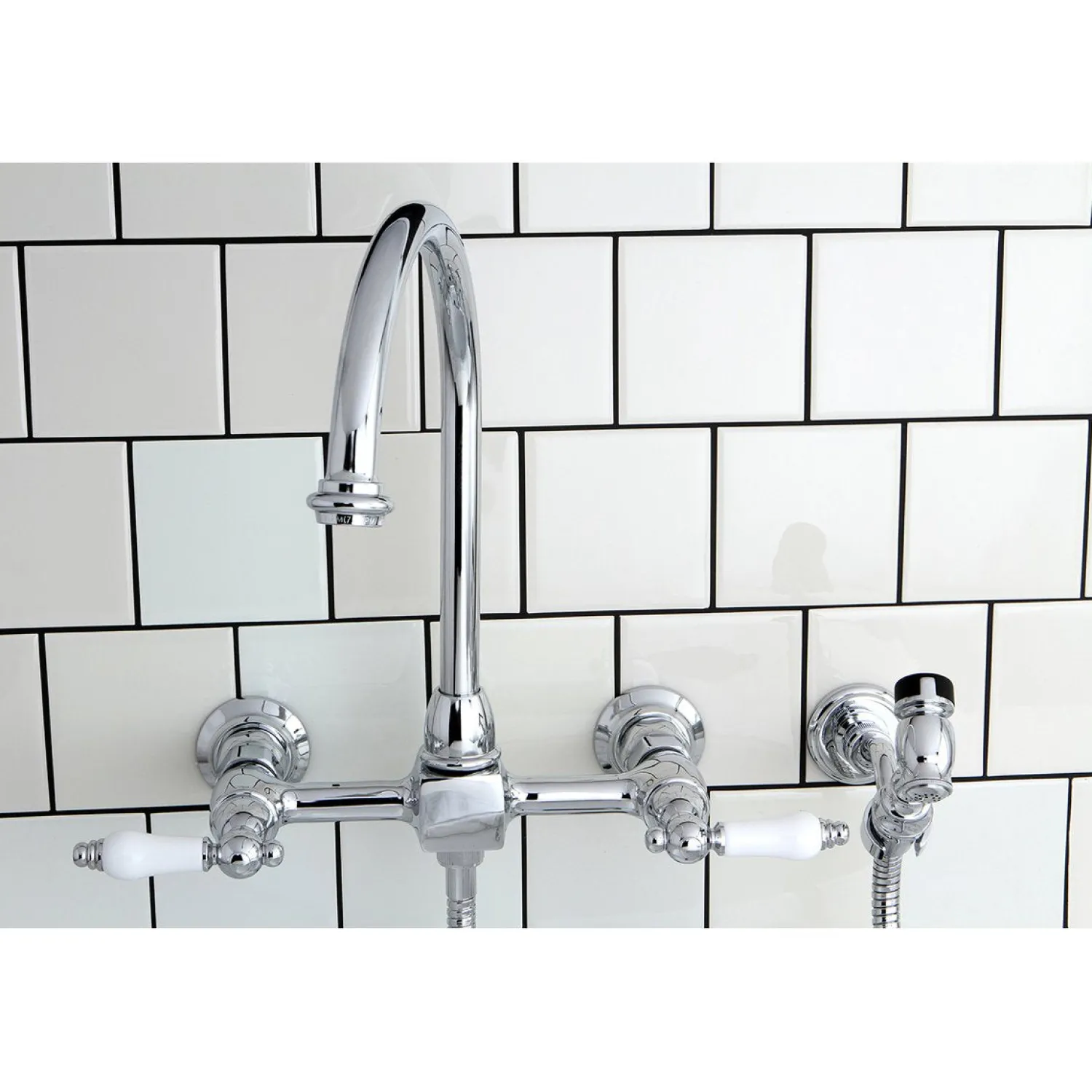 Sale Restoration Wall Mount 8-Inch Centerset Kitchen Faucet with Brass Sprayer Wall Mounted Kitchen Faucets|Faucets With Side Spray