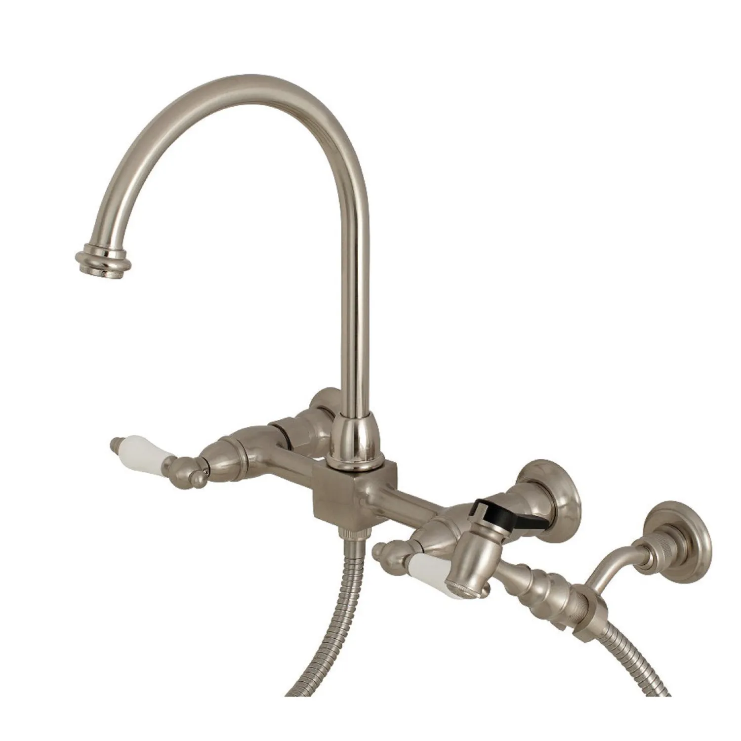 Sale Restoration Wall Mount 8-Inch Centerset Kitchen Faucet with Brass Sprayer Wall Mounted Kitchen Faucets|Faucets With Side Spray