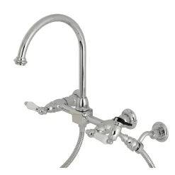 Sale Restoration Wall Mount 8-Inch Centerset Kitchen Faucet with Brass Sprayer Wall Mounted Kitchen Faucets|Faucets With Side Spray