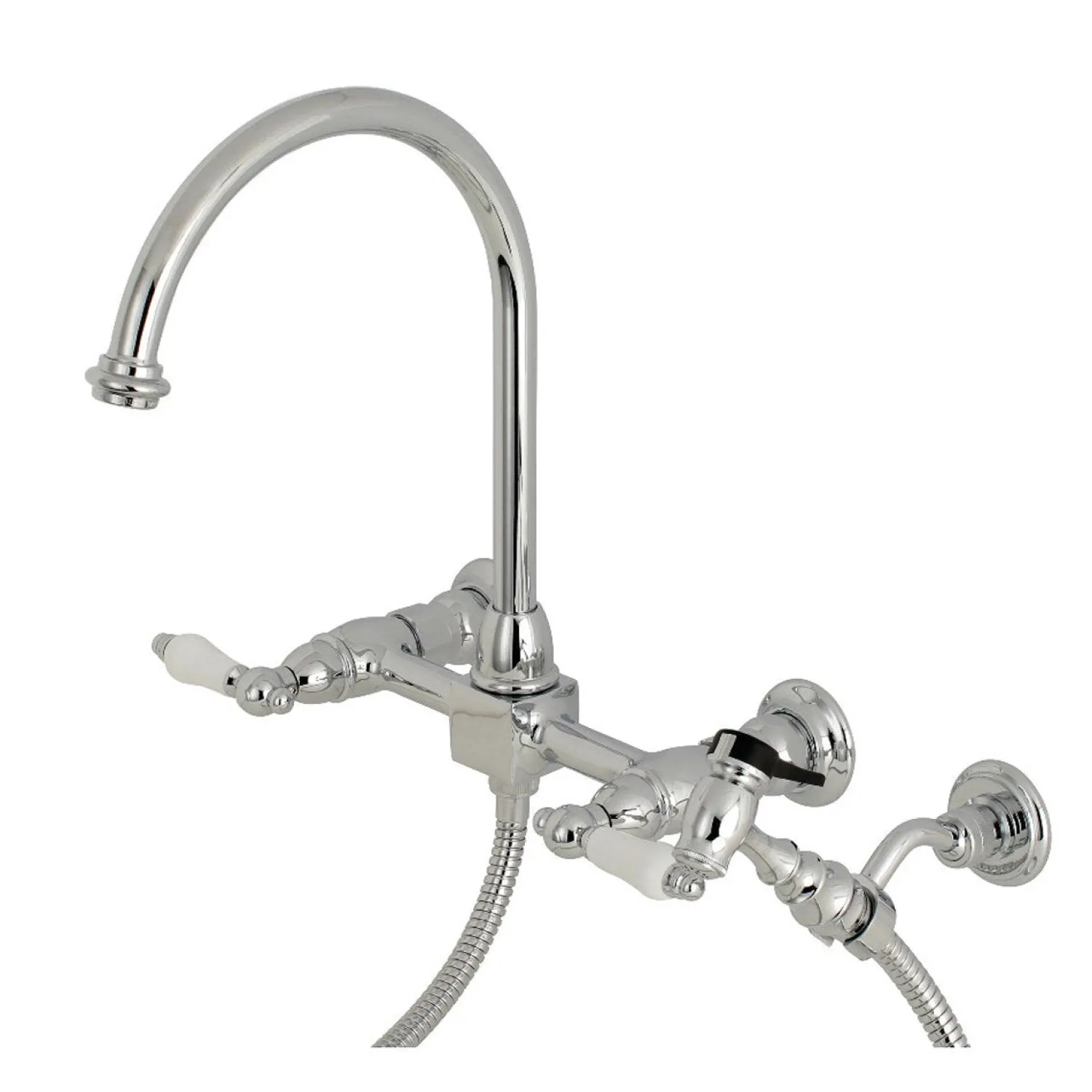 Sale Restoration Wall Mount 8-Inch Centerset Kitchen Faucet with Brass Sprayer Wall Mounted Kitchen Faucets|Faucets With Side Spray