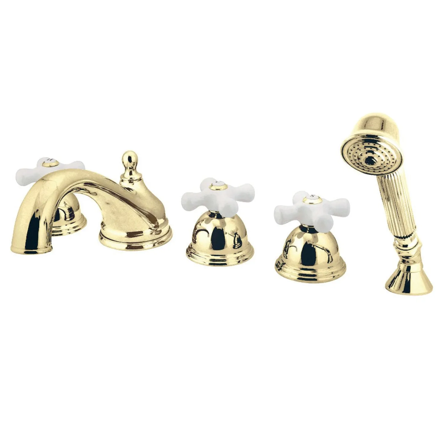 Discount Roman Cross Handles Tub Faucet with Hand Shower Tub Faucets