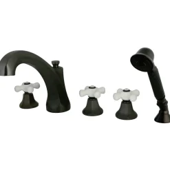 Roman KS432X5PX-P 3-Cross Handles Tub Faucet with Hand Shower Tub Faucets