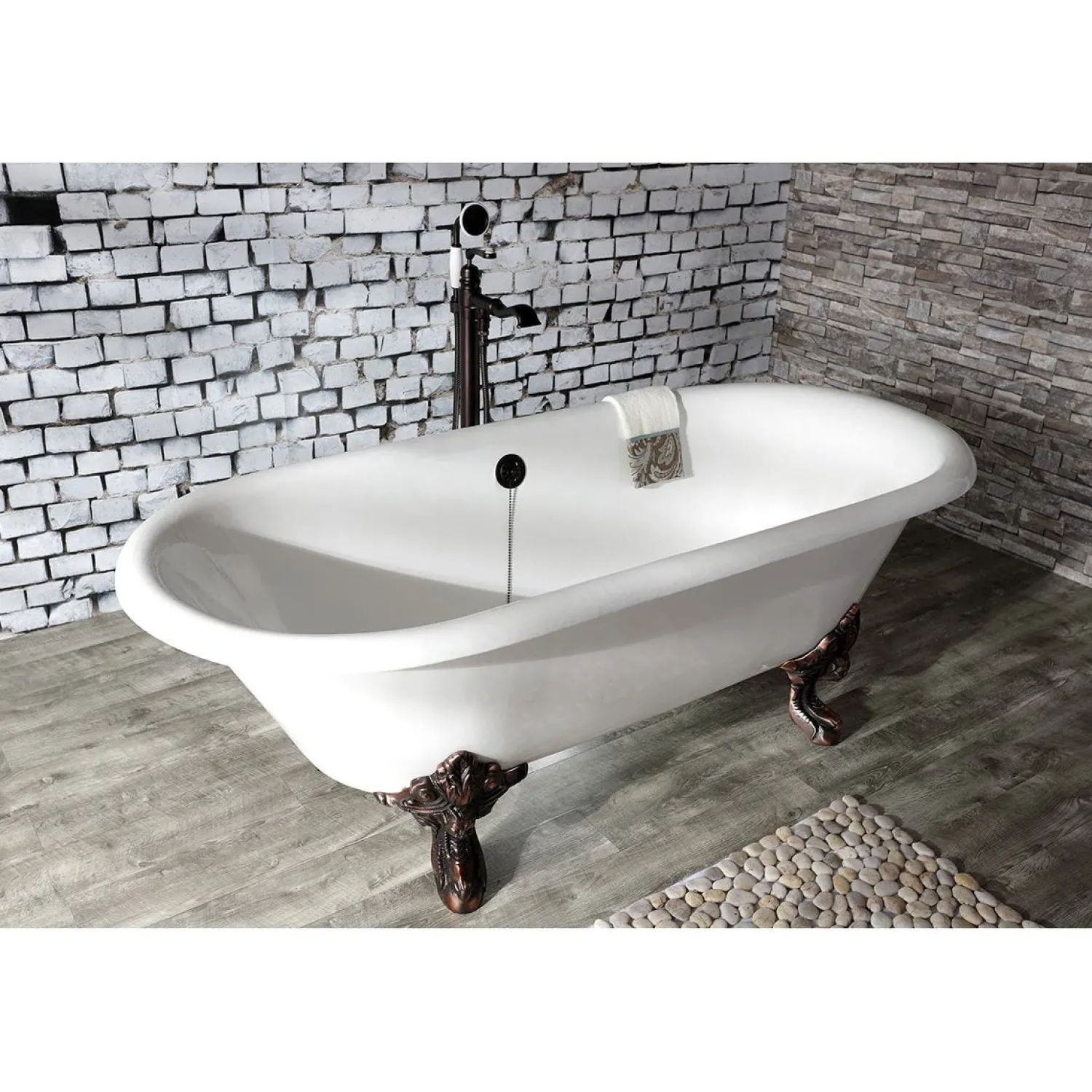 Discount Royale Single Handle Freestanding Roman Tub Faucet with Hand Shower Free Standing Tub Fillers|Tub Faucets