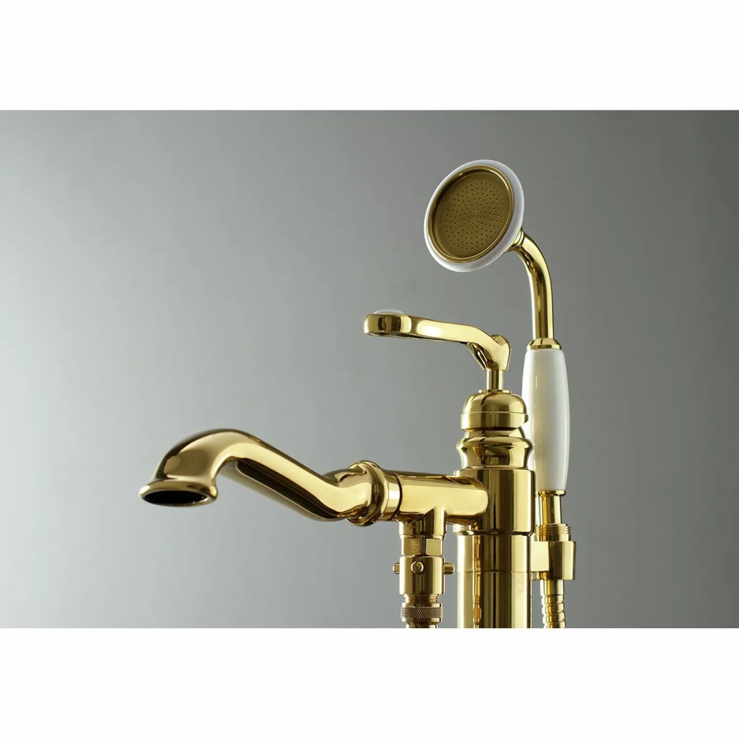 Discount Royale Single Handle Freestanding Roman Tub Faucet with Hand Shower Free Standing Tub Fillers|Tub Faucets