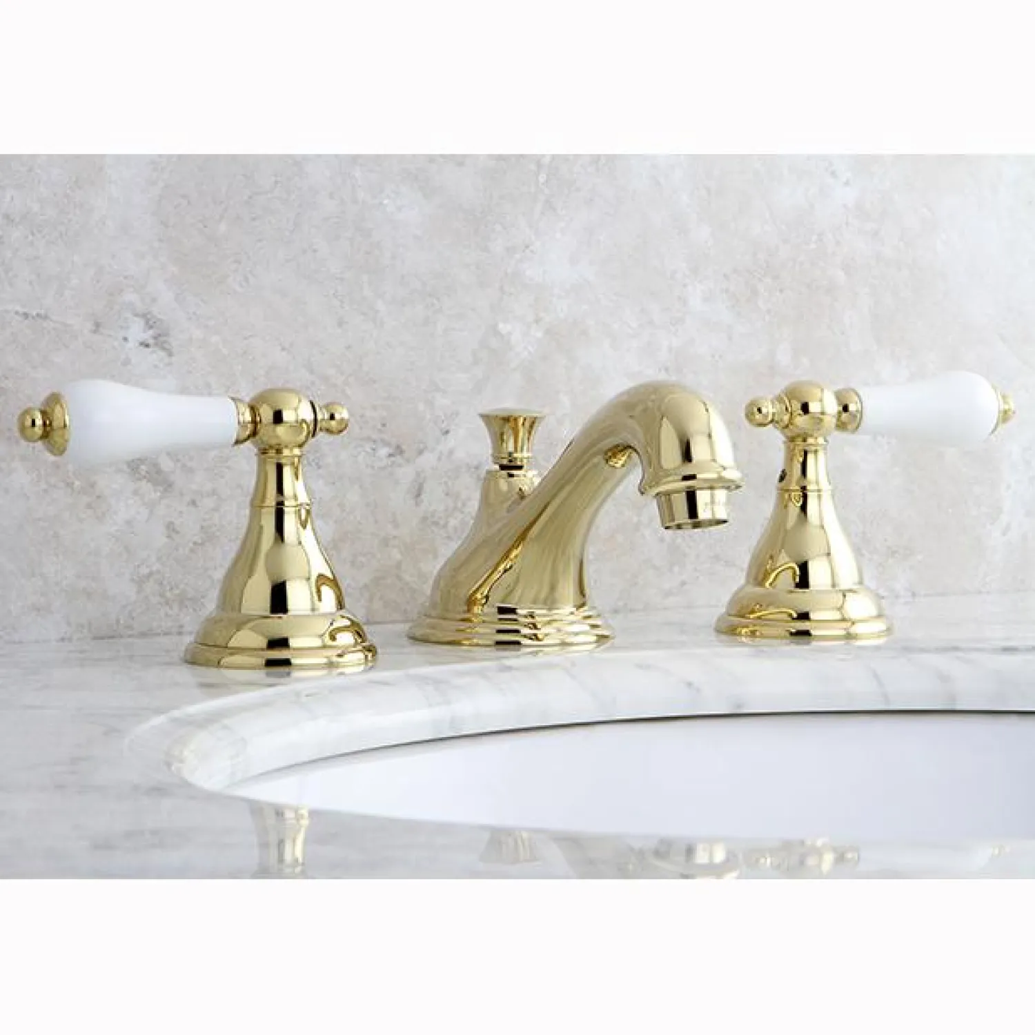 Outlet Royale Three Hole Two Handle 8" to 16" Widespread Lavatory Faucet with Brass Pop-up 8" Widespread