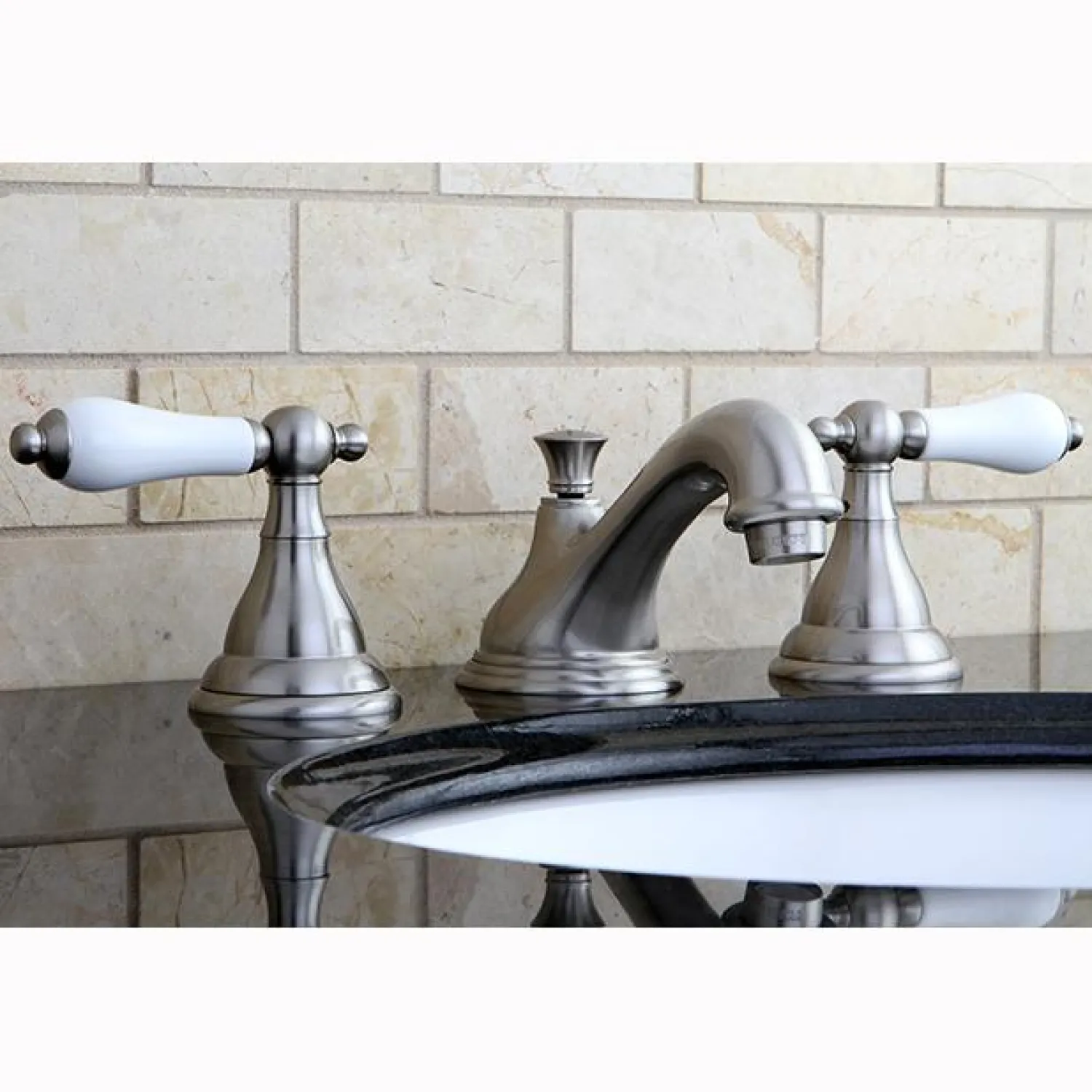 Outlet Royale Three Hole Two Handle 8" to 16" Widespread Lavatory Faucet with Brass Pop-up 8" Widespread