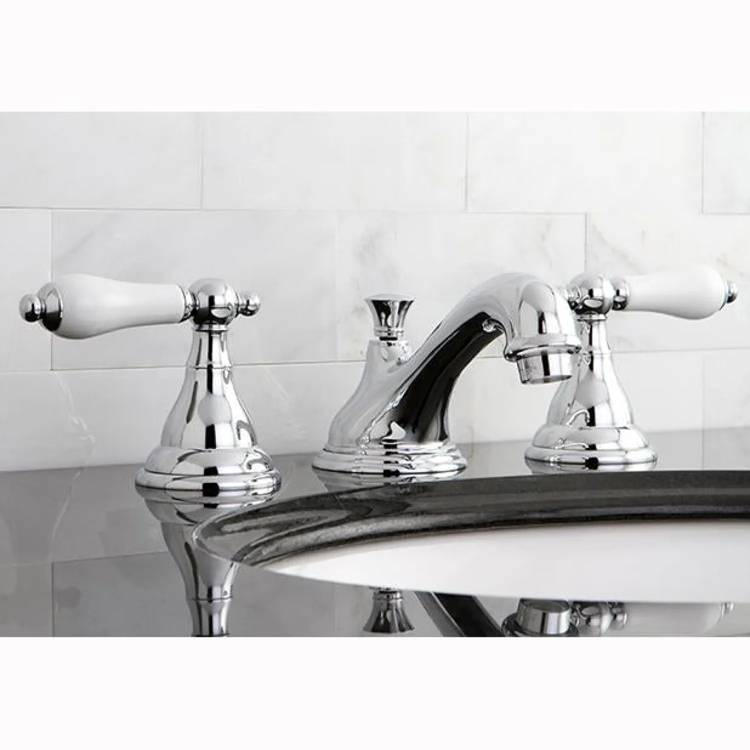 Outlet Royale Three Hole Two Handle 8" to 16" Widespread Lavatory Faucet with Brass Pop-up 8" Widespread
