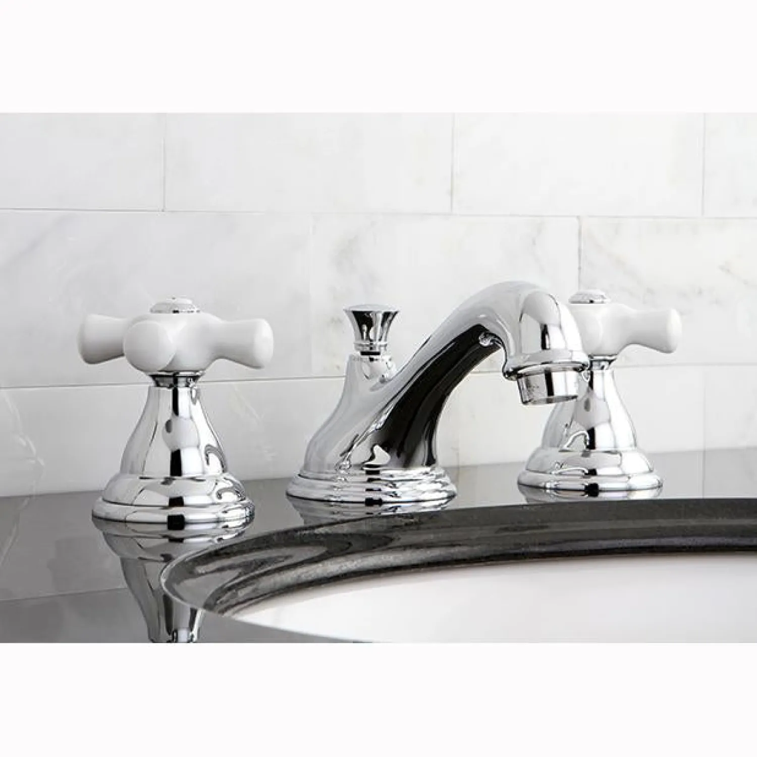 Sale Royale Two Handle 8" to 16" Widespread Solid Brass Lavatory Faucet with Brass Pop-up 8" Widespread