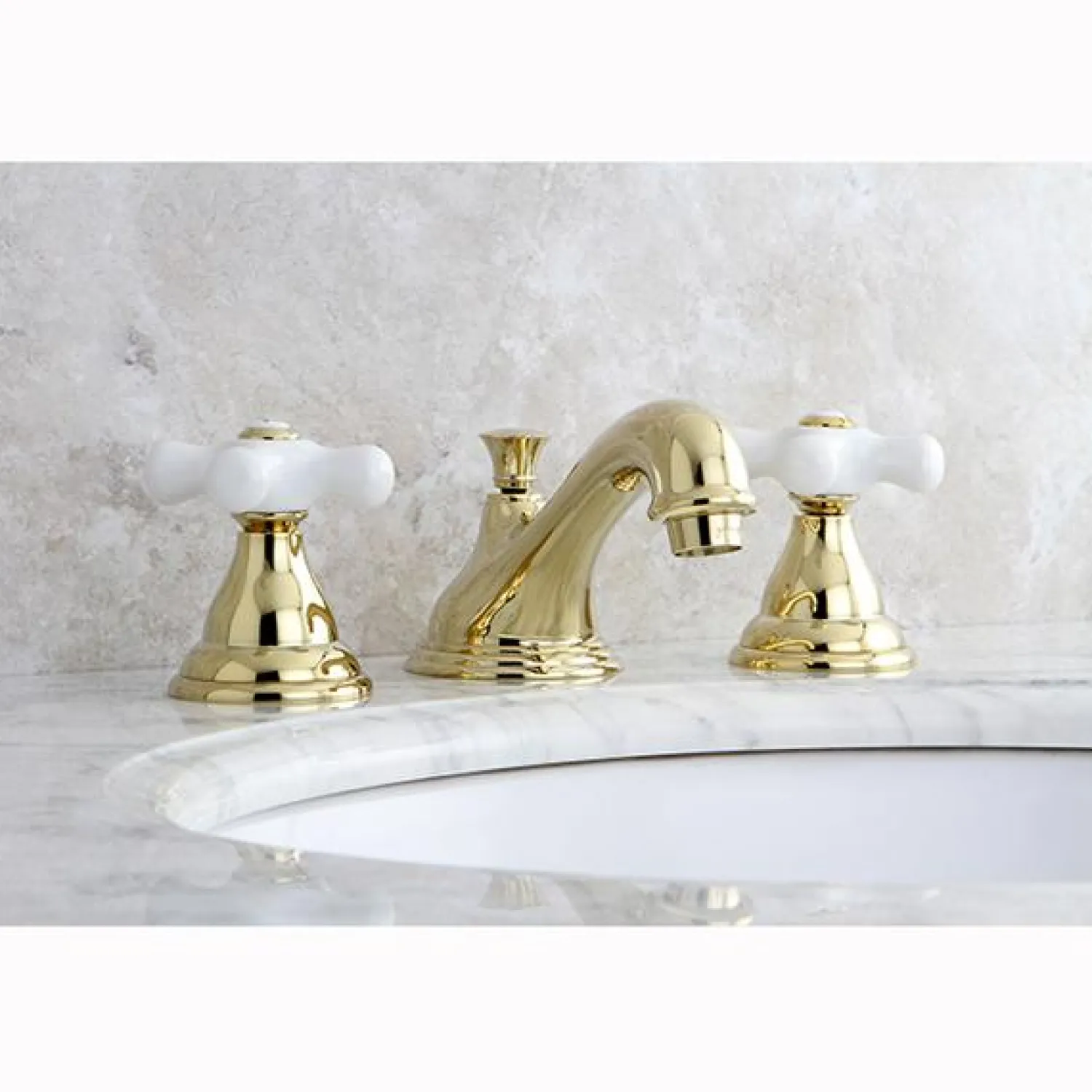 Sale Royale Two Handle 8" to 16" Widespread Solid Brass Lavatory Faucet with Brass Pop-up 8" Widespread