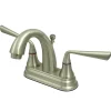 Hot Silver Sage 4" Centerset Two Handle Lavatory Faucet with Brass Pop-up 4" Center Set