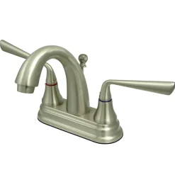 Hot Silver Sage 4" Centerset Two Handle Lavatory Faucet with Brass Pop-up 4" Center Set
