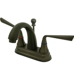 Hot Silver Sage 4" Centerset Two Handle Lavatory Faucet with Brass Pop-up 4" Center Set