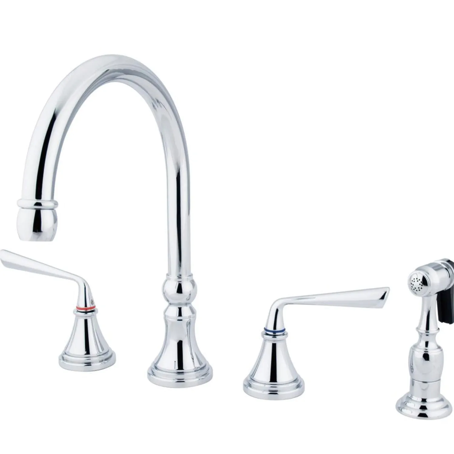 Sale Silver Sage 8" Deck Mount Kitchen Faucet with Brass Sprayer Widespread Kitchen Faucets