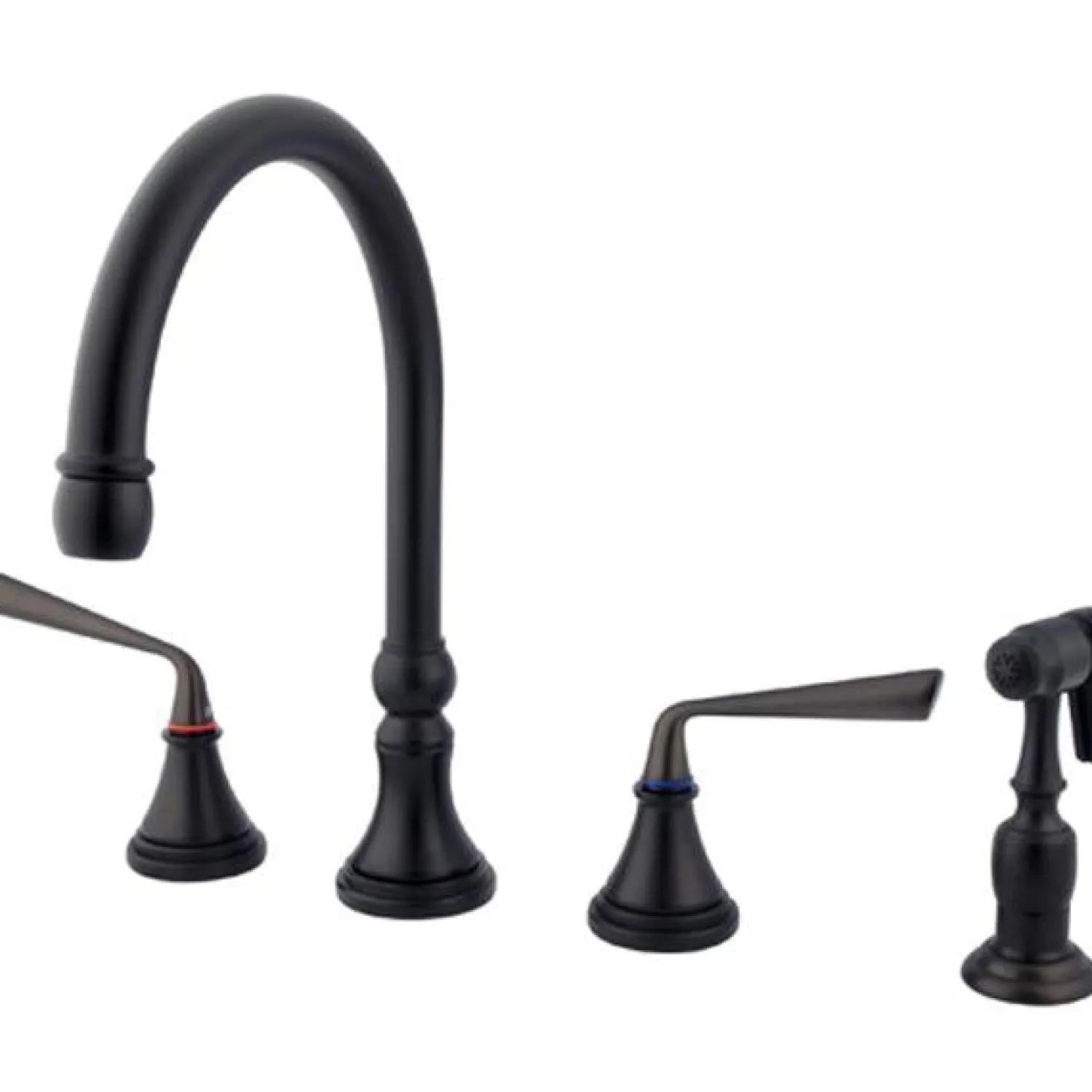 Sale Silver Sage 8" Deck Mount Kitchen Faucet with Brass Sprayer Widespread Kitchen Faucets