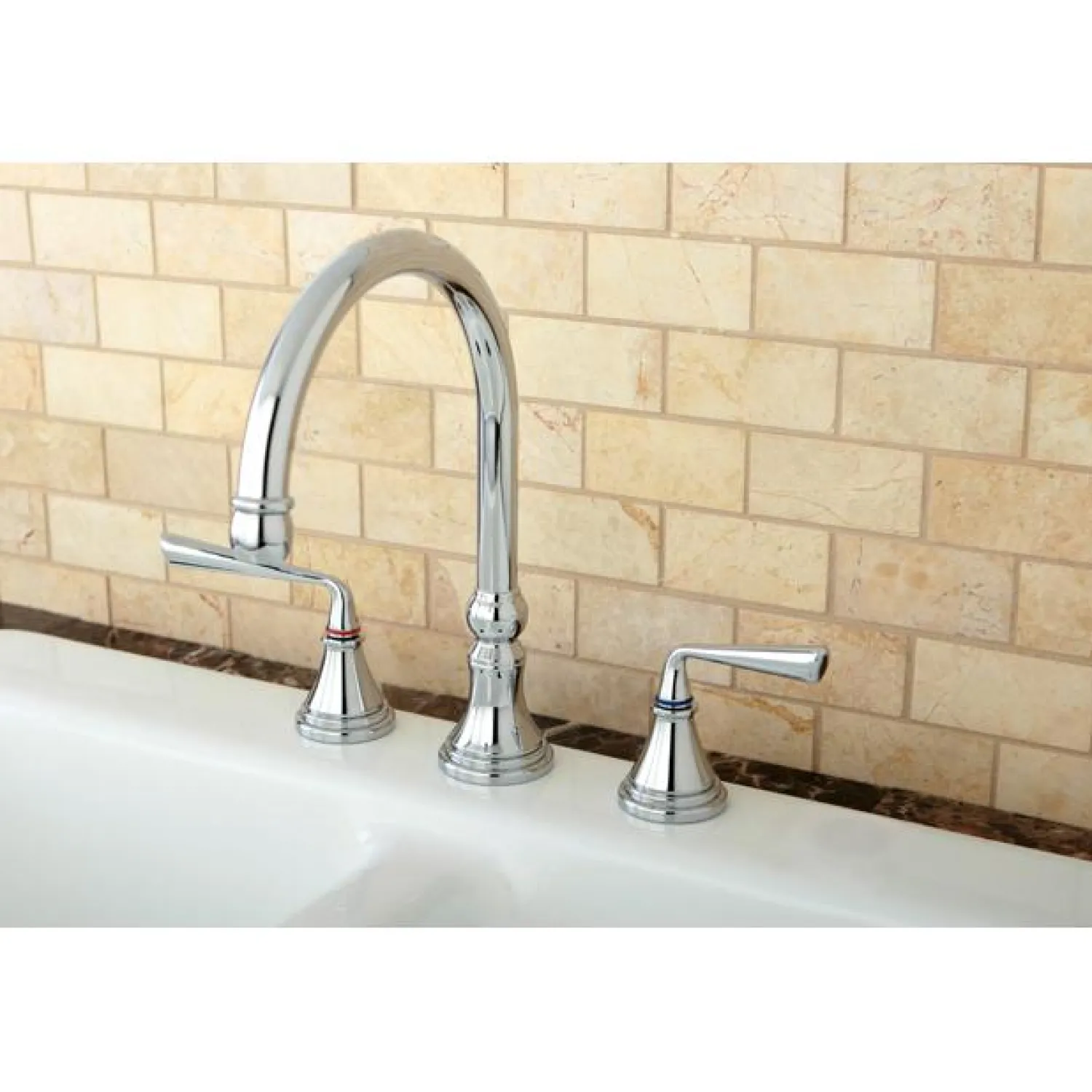 Hot Silver Sage 8" Deck Mount Kitchen Faucet Widespread Kitchen Faucets