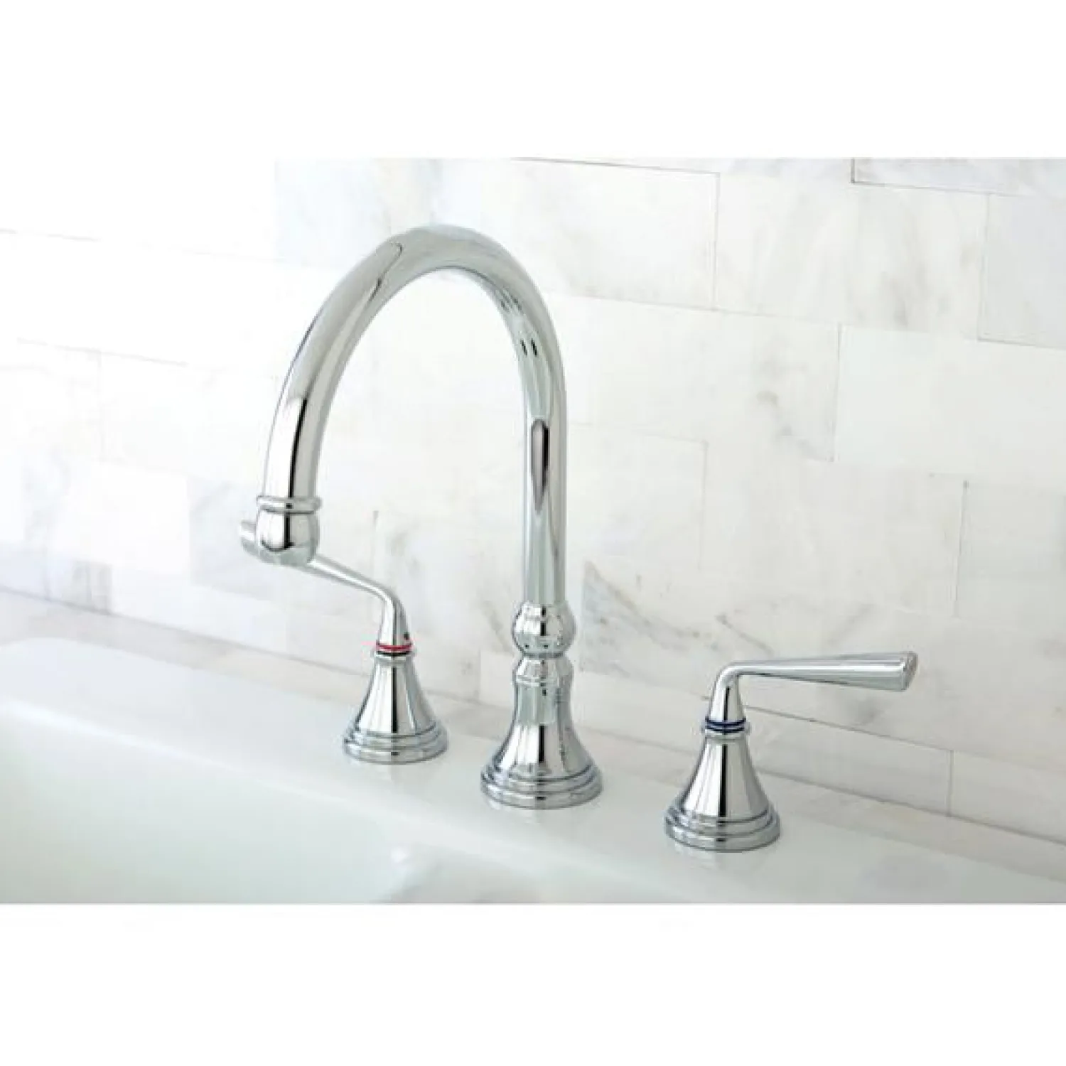 Hot Silver Sage 8" Deck Mount Kitchen Faucet Widespread Kitchen Faucets