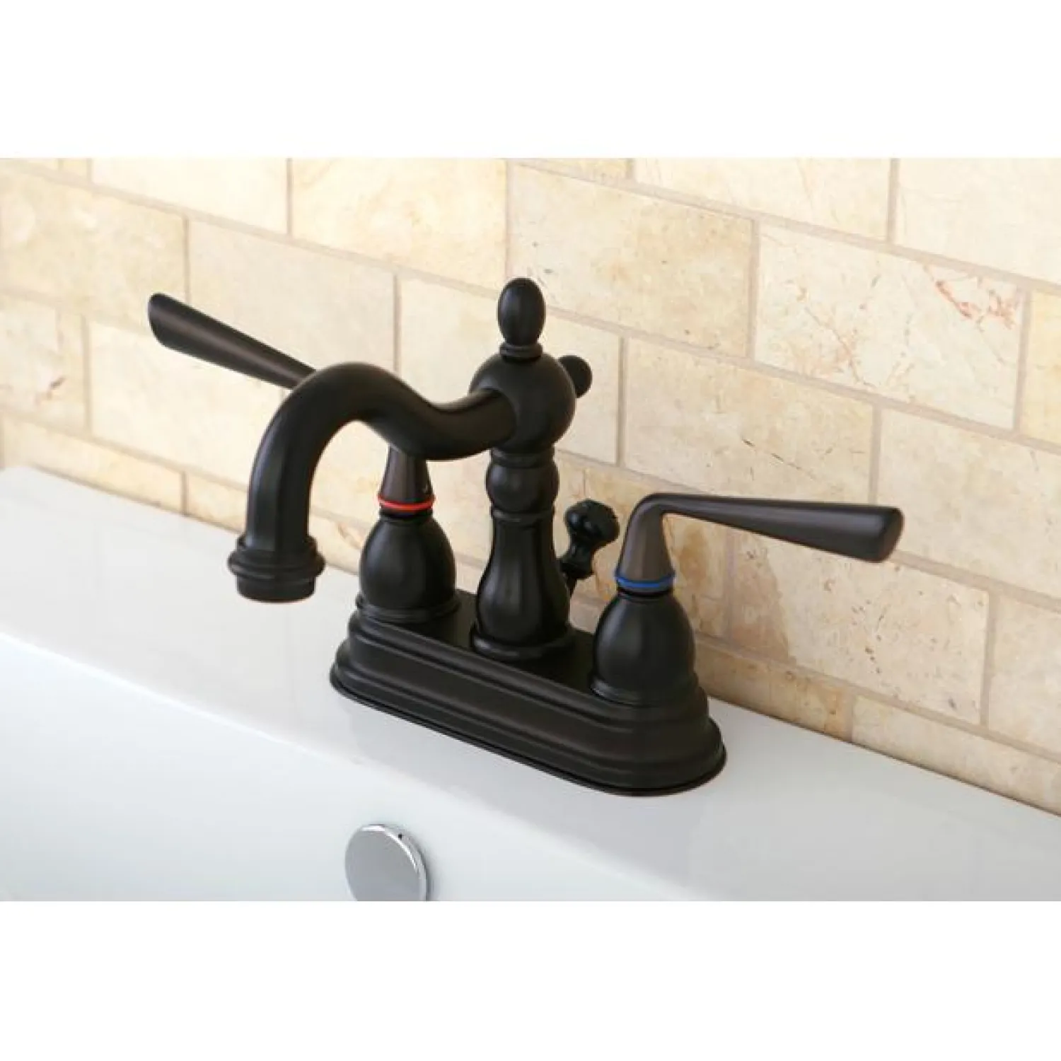 Clearance Silver Sage Two Handle 4" Centerset Lavatory Faucet with Brass Pop-up 4" Center Set