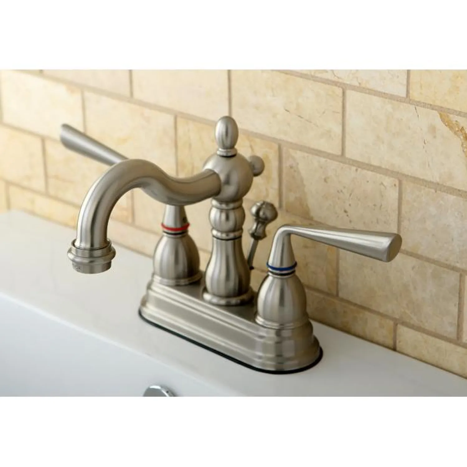 Clearance Silver Sage Two Handle 4" Centerset Lavatory Faucet with Brass Pop-up 4" Center Set