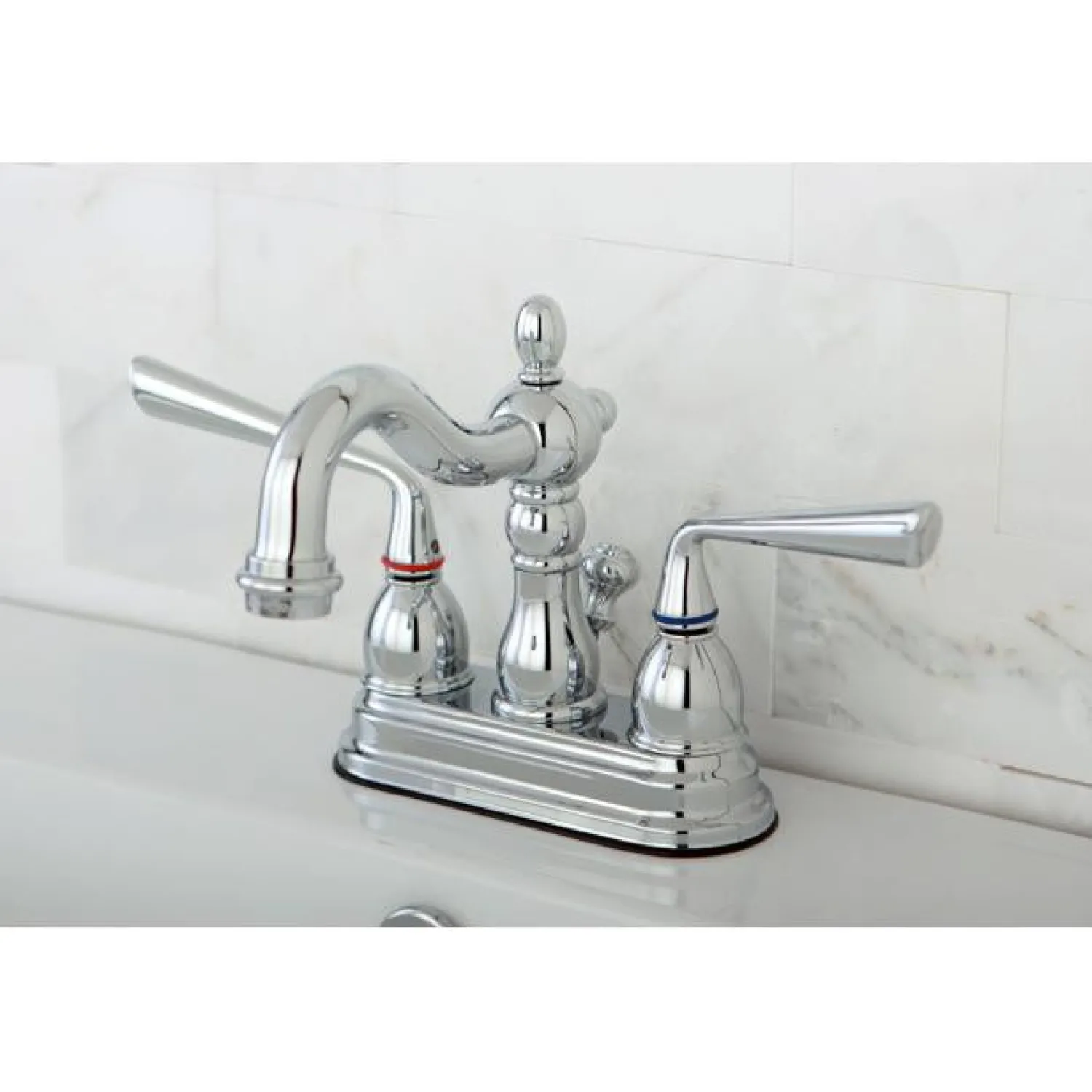 Clearance Silver Sage Two Handle 4" Centerset Lavatory Faucet with Brass Pop-up 4" Center Set