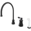 Clearance Single Handle Widespread Kitchen Faucet with Non-Metallic Sprayer in Oil Rubbed Bronze Widespread Kitchen Faucets|Faucets With Side Spray