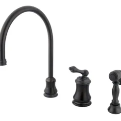 Discount Single Handle Widespread Kitchen Faucet with Brass Sprayer in Oil Rubbed Bronze Widespread Kitchen Faucets