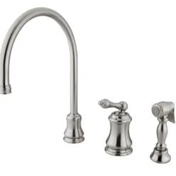 Discount Single Handle Widespread Kitchen Faucet with Brass Sprayer Widespread Kitchen Faucets