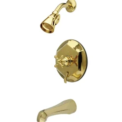 Single Handle Tub and Shower Faucet in Polished Brass Tub & Shower Sets