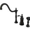 Outlet Templeton Single Handle Widespread Kitchen Faucet with Brass Sprayer in Oil Rubbed Bronze Widespread Kitchen Faucets