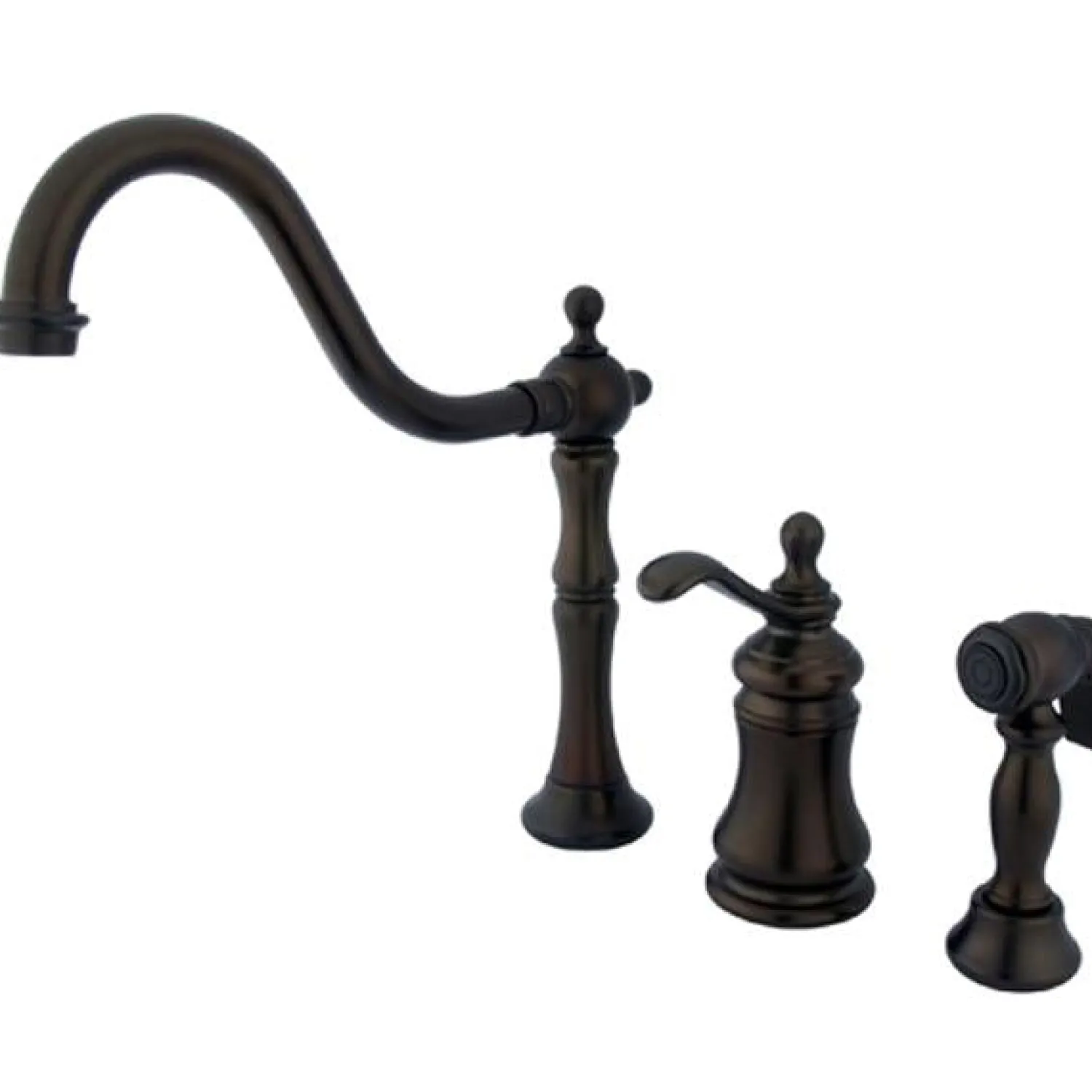 Outlet Templeton Single Handle Widespread Kitchen Faucet with Brass Sprayer in Oil Rubbed Bronze Widespread Kitchen Faucets