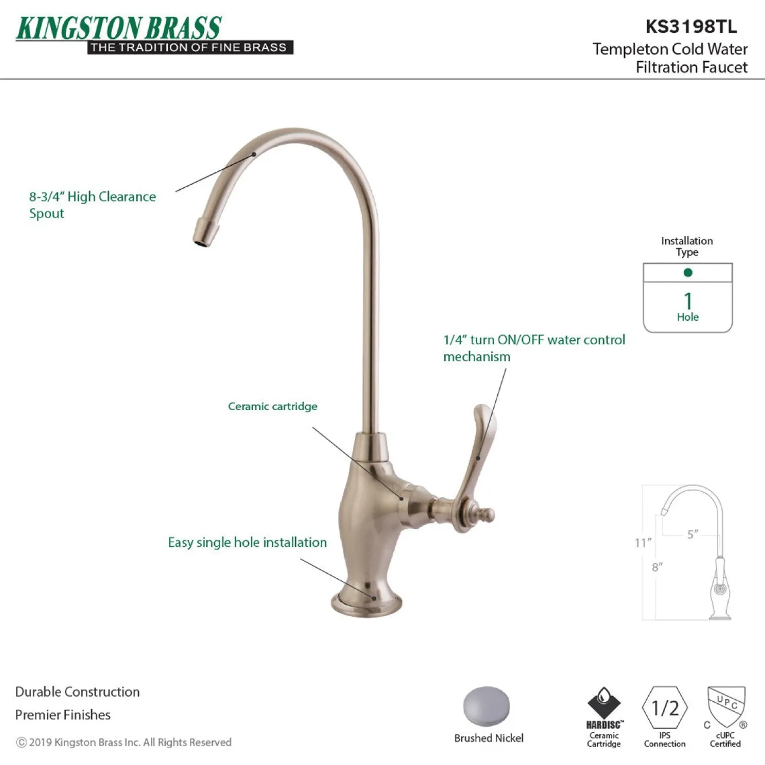 Discount Templeton Single Handle Water Filtration Faucet Single Hole