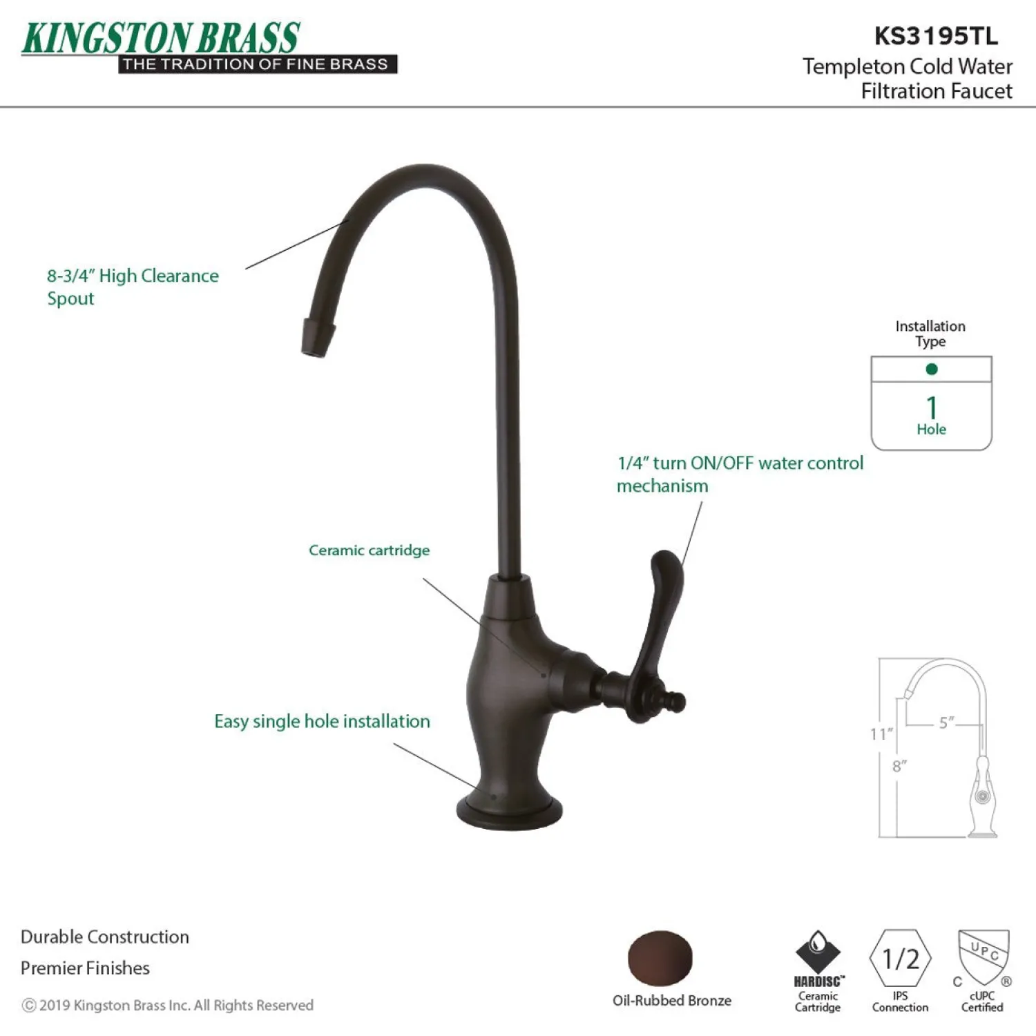Discount Templeton Single Handle Water Filtration Faucet Single Hole