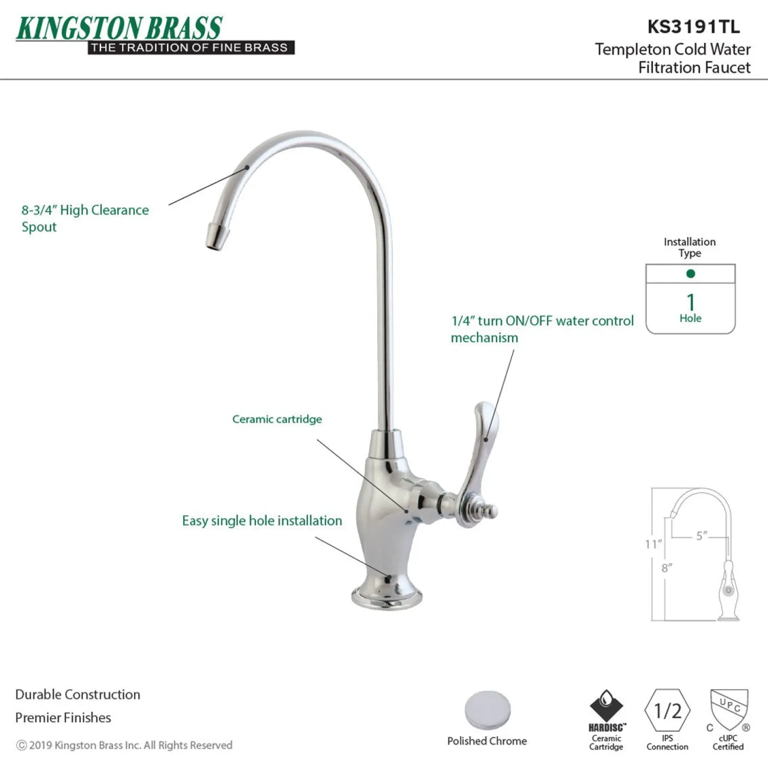 Discount Templeton Single Handle Water Filtration Faucet Single Hole