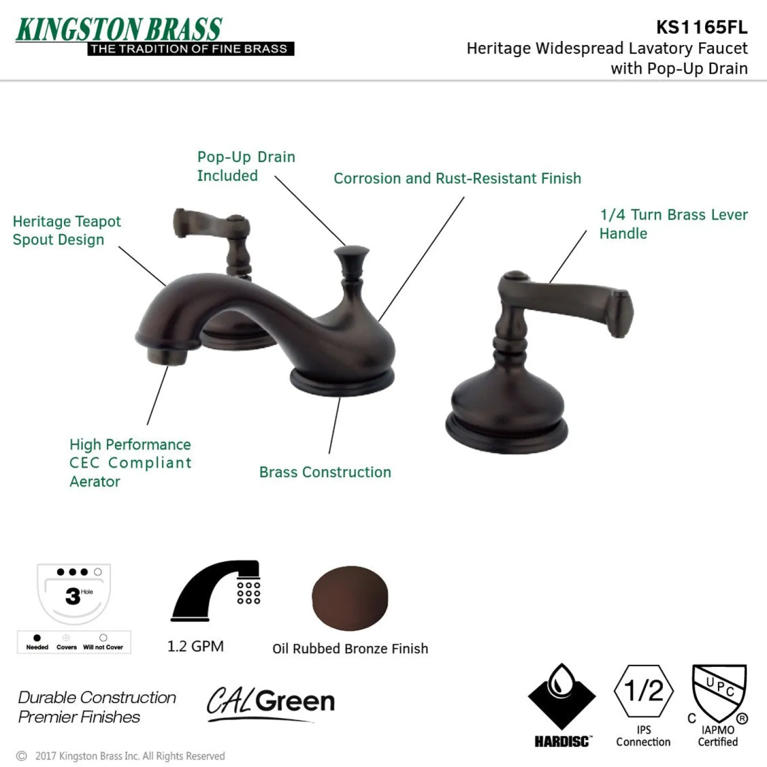 Discount Three-Hole 8-Inch Widespread Bathroom Faucet 8" Widespread