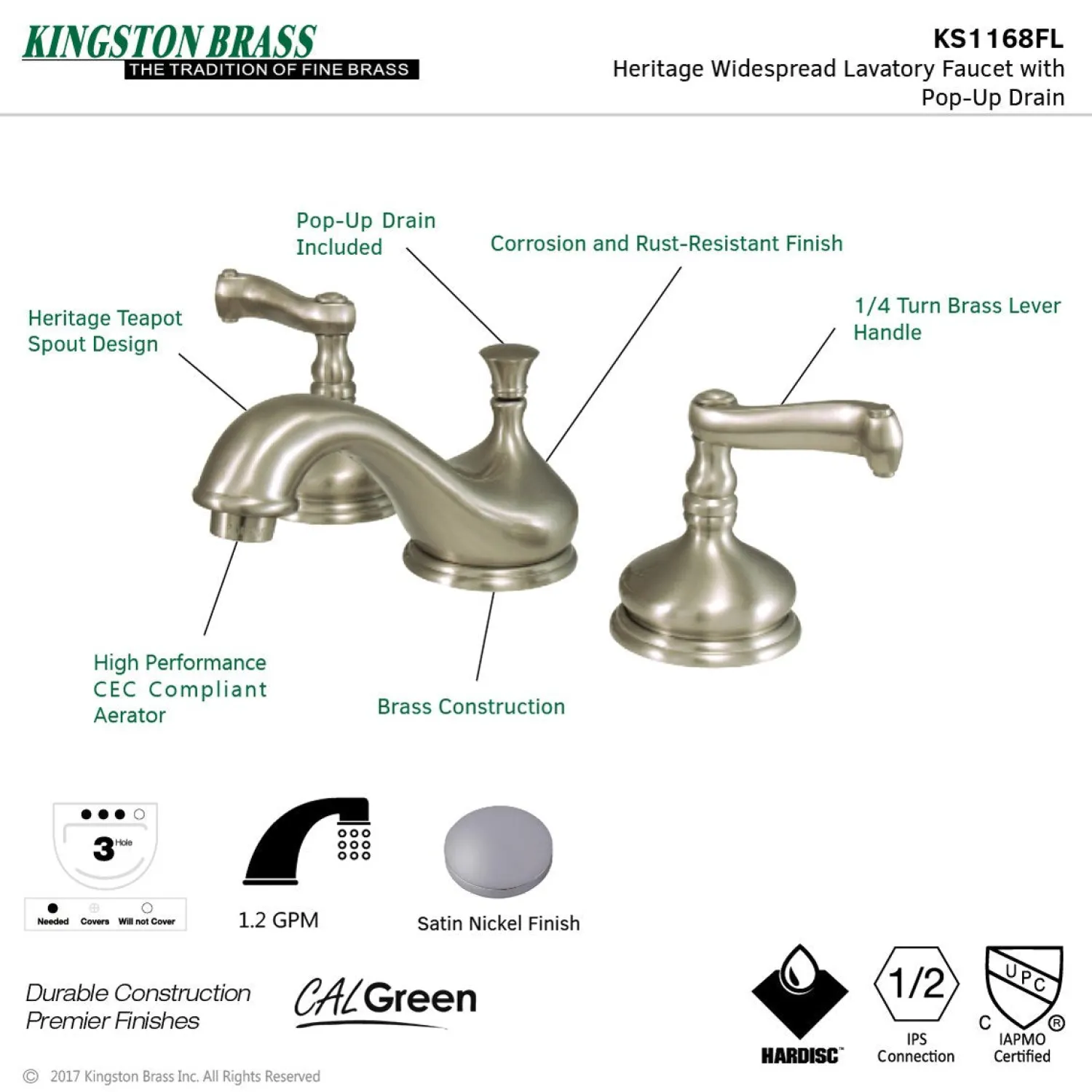 Discount Three-Hole 8-Inch Widespread Bathroom Faucet 8" Widespread