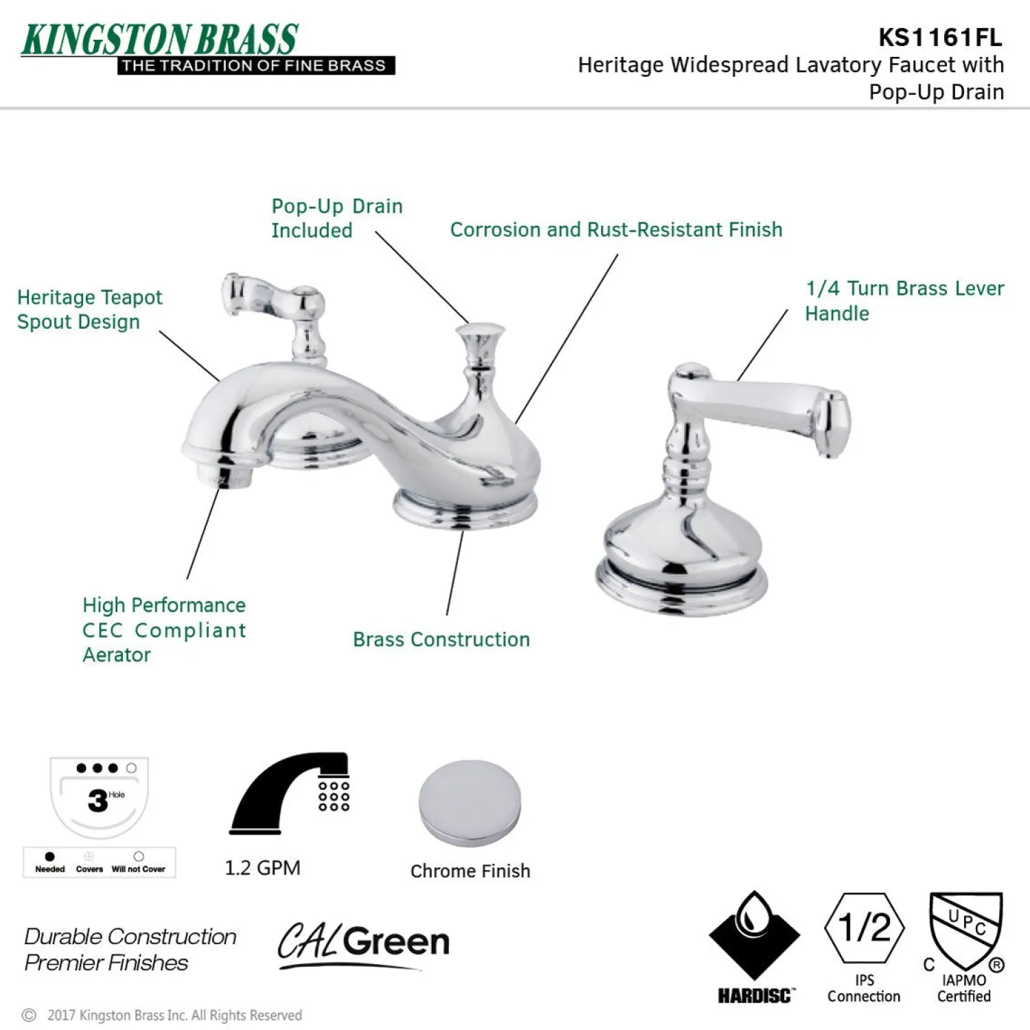Discount Three-Hole 8-Inch Widespread Bathroom Faucet 8" Widespread