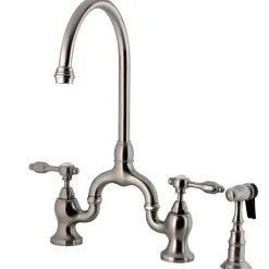 Best Tudor Bridge Deck Mount Kitchen Faucet with Brass Sprayer Faucets With Side Spray|Bridge Faucets