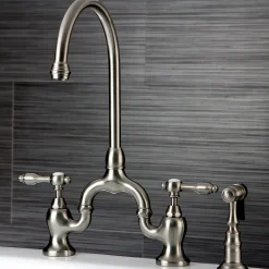 Best Tudor Bridge Deck Mount Kitchen Faucet with Brass Sprayer Faucets With Side Spray|Bridge Faucets