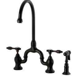 Best Tudor Bridge Deck Mount Kitchen Faucet with Brass Sprayer Faucets With Side Spray|Bridge Faucets