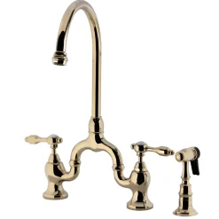 Best Tudor Bridge Deck Mount Kitchen Faucet with Brass Sprayer Faucets With Side Spray|Bridge Faucets