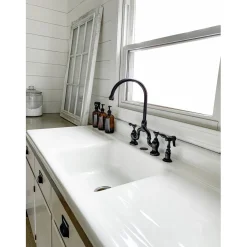 Best Tudor Bridge Deck Mount Kitchen Faucet with Brass Sprayer Faucets With Side Spray|Bridge Faucets