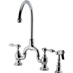Best Tudor Bridge Deck Mount Kitchen Faucet with Brass Sprayer Faucets With Side Spray|Bridge Faucets