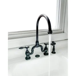 Best Tudor Bridge Deck Mount Kitchen Faucet with Brass Sprayer Faucets With Side Spray|Bridge Faucets