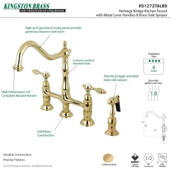 Discount Tudor Bridge Kitchen Faucet with Brass Sprayer Bridge Faucets