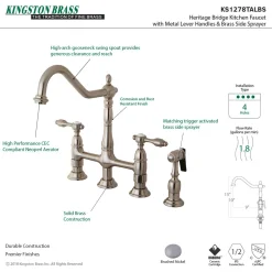 Discount Tudor Bridge Kitchen Faucet with Brass Sprayer Bridge Faucets