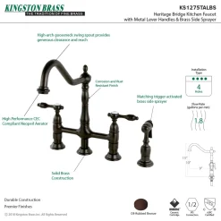 Discount Tudor Bridge Kitchen Faucet with Brass Sprayer Bridge Faucets
