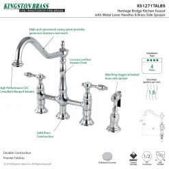 Discount Tudor Bridge Kitchen Faucet with Brass Sprayer Bridge Faucets