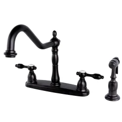 Sale Tudor 8" Center Kitchen Faucet with Brass Sprayer Faucets With Side Spray