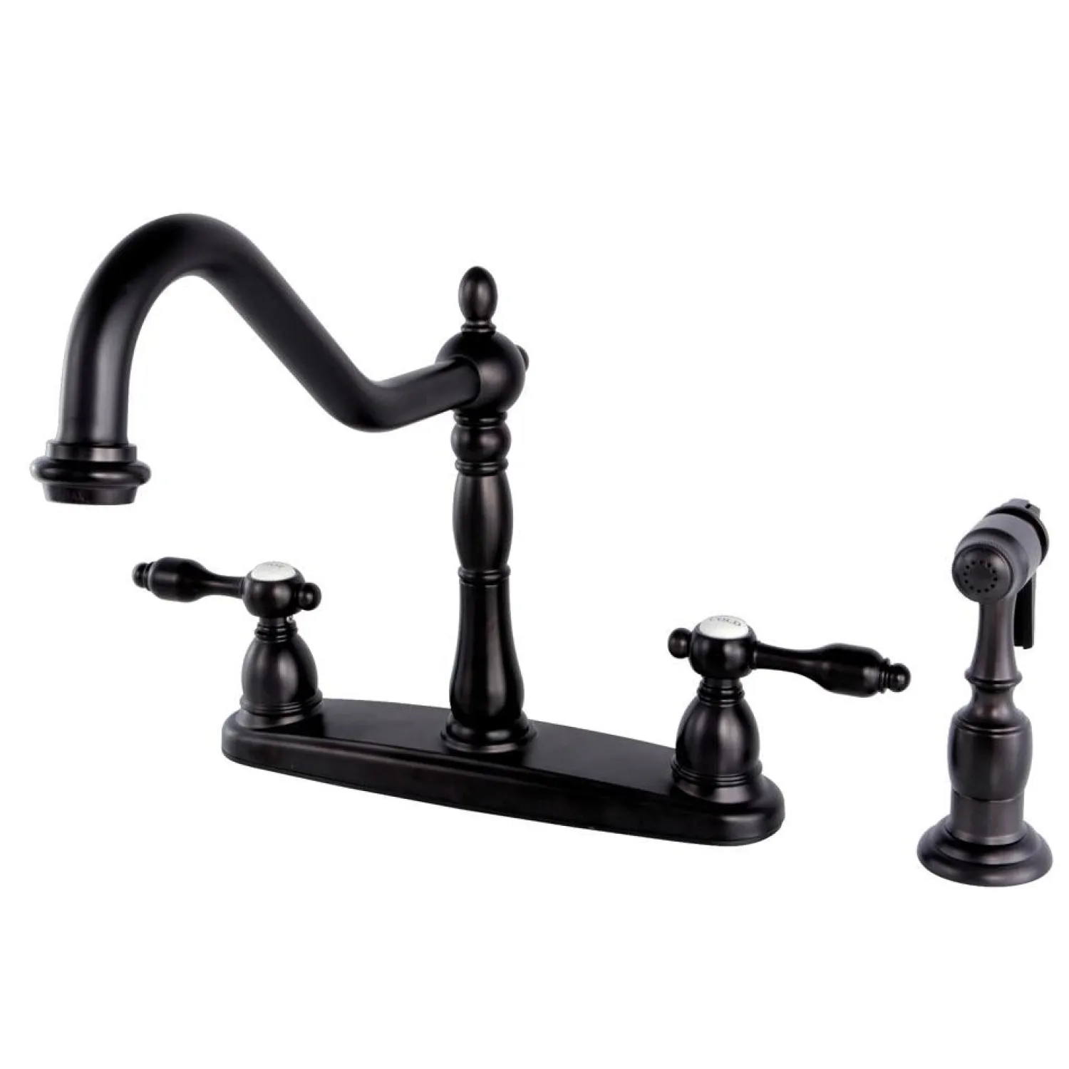 Sale Tudor 8" Center Kitchen Faucet with Brass Sprayer Faucets With Side Spray
