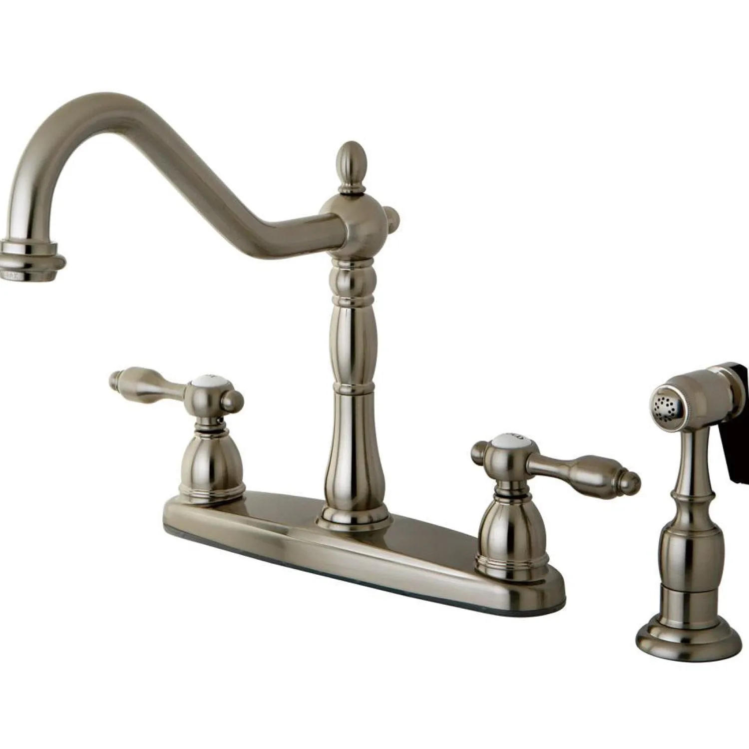 Sale Tudor 8" Center Kitchen Faucet with Brass Sprayer Faucets With Side Spray